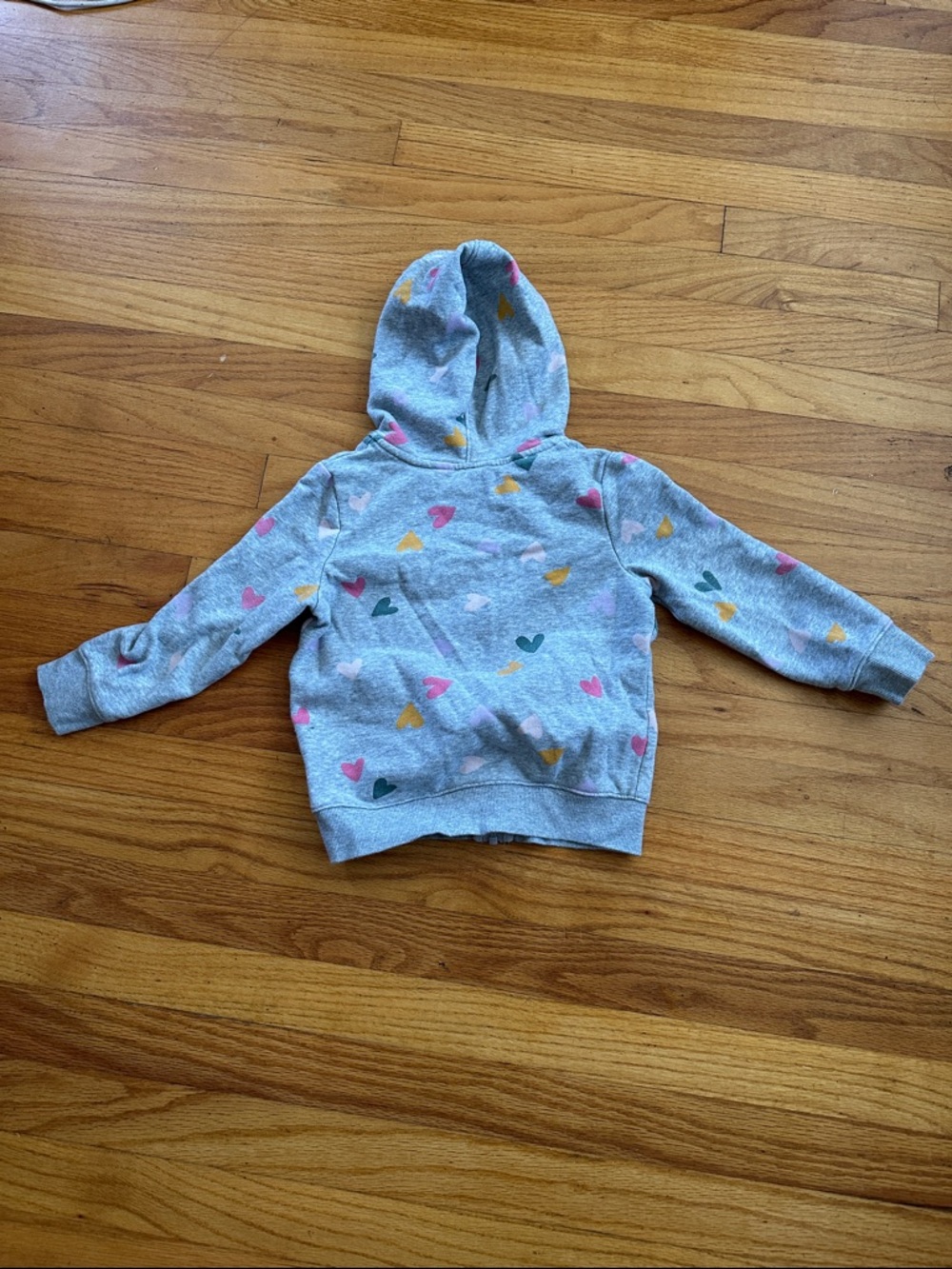 Cat & Jack Gray Zip-Up Hoodie with Multicolor Hearts - Picture 3 of 3